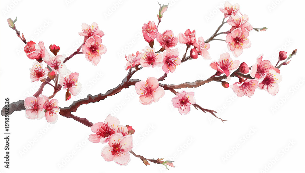 Obraz premium isolated branch representing a perfectly concealed Cherry blossom