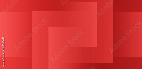 Aerial view of layered red geometric shapes in a modern abstract design