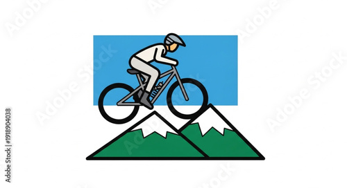 Mountain Biker Riding Downhill Fast.