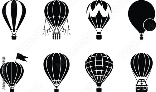 Hot Air Balloon Icon Vector Set Air Balloon Travel Adventure Icon Pack