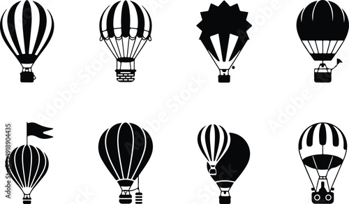 Hot Air Balloon Icon Vector Set Air Balloon Travel Adventure Icon Pack