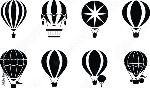 Hot Air Balloon Icon Vector Set Air Balloon Travel Adventure Icon Pack