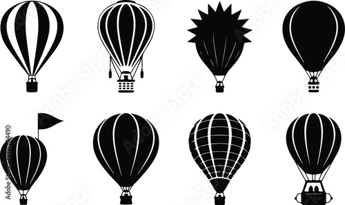 Hot Air Balloon Icon Vector Set Air Balloon Travel Adventure Icon Pack
