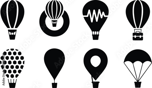 Hot Air Balloon Icon Vector Set Air Balloon Travel Adventure Icon Pack
