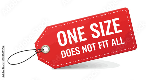 Red One Size Does Not Fit All Product Tag with String