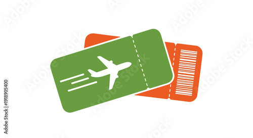 Green and Orange Airline Flight Tickets Vector Illustration
