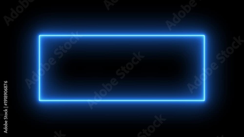 Rectangle glowing neon frame background animation, Glowing neon rectangle border frame in the shape rectangle. Neon abstract rectangle shape line animation.4K Motion graphics video..
