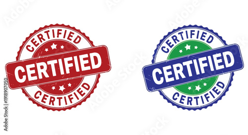 Certified grunge rubber stamp seals set