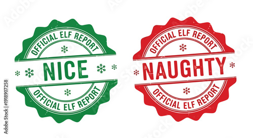 Naughty and Nice Official Elf Report Christmas Grunge Stamp Set