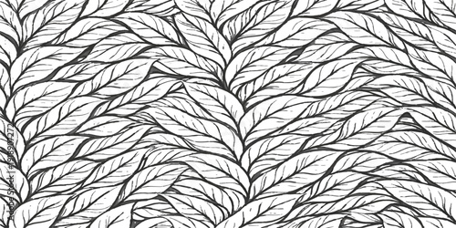 Seamless black and white leaf pattern background