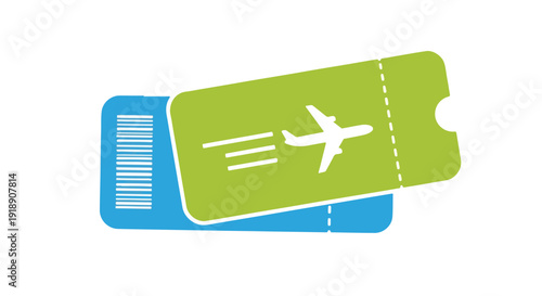 Green and Blue Airline Flight Tickets Icon