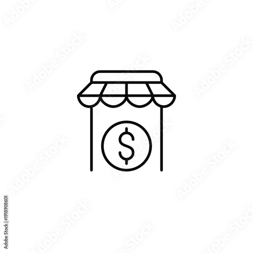 Shopping app and dollar symbol. Purchase payment and finances. Pixel perfect, editable stroke vector icon