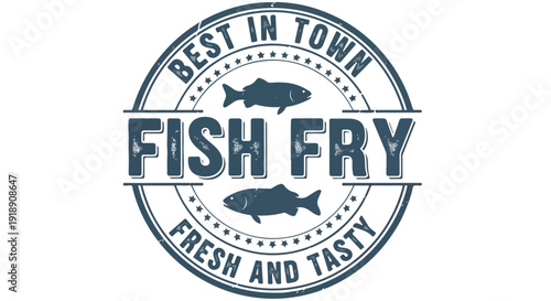 Vintage Style Fish Fry Restaurant Label or Stamp Design