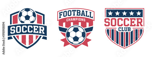 Soccer Logo and Football Club Badge, vector illustrations of team emblems, modern football logo design