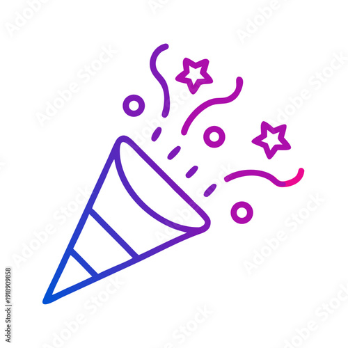Confetti popper icon with festive mood and colorful design
