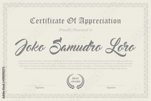 company award certificate, school graduation certificate with vintage theme.