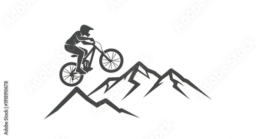 Mountain Biker Riding Downhill Freely.