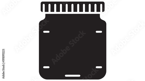 Jar icon with screw lid silhouette, simple black flat vector pictogram for jam, honey, sauce, preserves packaging label, pantry food container sign isolated