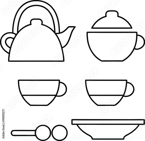 tea-ceremony-set---line-art-vector-illustration on transparent background