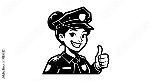 Female Police Officer Giving Thumbs Up.