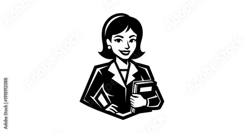 Smiling Businesswoman Holding Clipboard with Confidence.