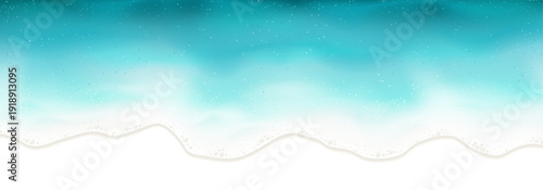 Top view of realistic turquoise sea waves. Bright ocean foamy water isolated on white background. Gradient moving sea waves with transparency effect. 3d vector element for summer design, cover.