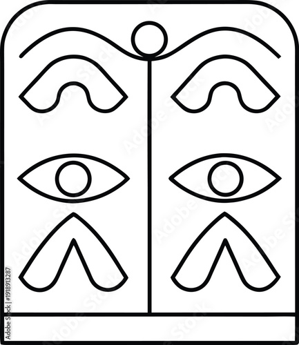 hieroglyphic-panel---line-art-vector-illustration on transparent background