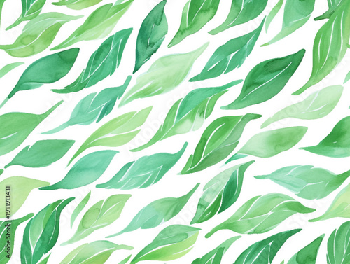 Joyful watercolor seamless pattern with abundance of green leaves. Lush and abstract vector design of green leaf-pattern for home decor, wallpaper, or fabric prints. Bright and cheerful colors