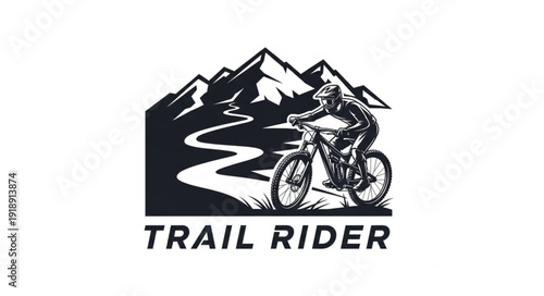 Mountain Biker Riding on Trail.