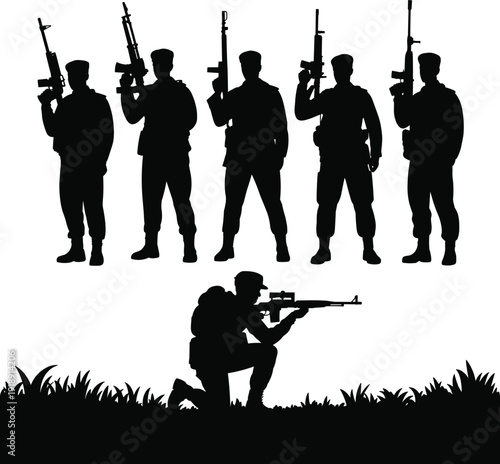 Large, collection, of, diverse, professional, and, creative, people, silhouettes, including, business, leaders, photographers, singers, and, musicians, isolated, on, white, background