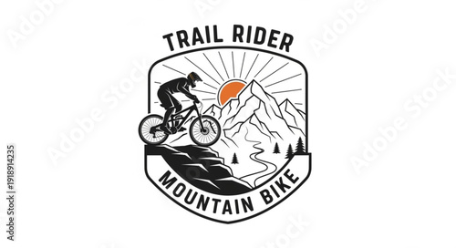 Mountain Biker Trail Riding Logo.