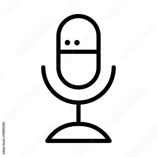 Line art vector of a studio microphone for recording and voice amplification