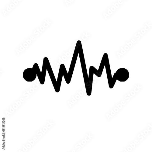 Abstract representation of an audio waveform with dots on both ends, symbolizing sound or music