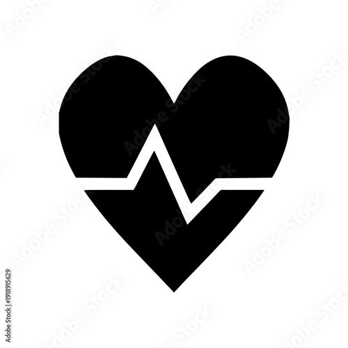Iconic representation of a healthy heartbeat with a pulse line, symbolizing medical care, cardiology, and vital monitoring for wellness and life support