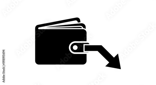 Wallet with money being withdrawn, showcasing financial transaction, commerce concept, wallet illustration, money management