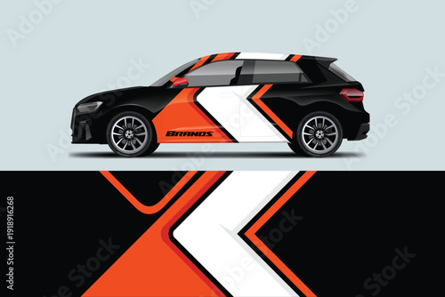 Car livery graphic vector design. Abstract grunge background wrap design for vehicle vinyl stickers and car branding.