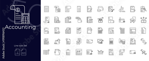 Accounting Line Editable Icons set
