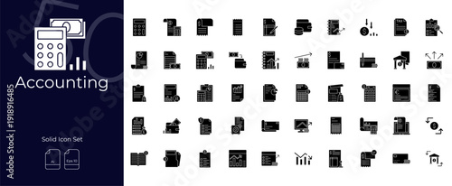 Accounting Solid Editable Icons set