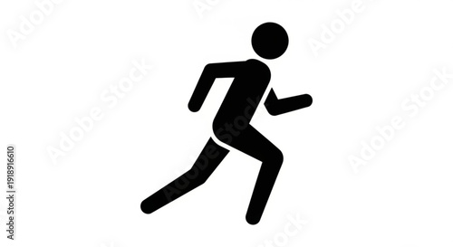 A person running quickly in a dynamic pose, illustrated in a simple graphic style