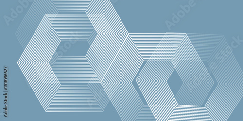 Abstract hexagon lines on gray background. Geometric stripe line art design for poster, brochure, cover, website, banner.