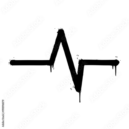Abstract heartbeat EKG line graphic representing life, health, and vital signs, with a bold black spray paint aesthetic on a white background