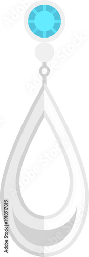 Silver Teardrop Earring Blue Gemstone