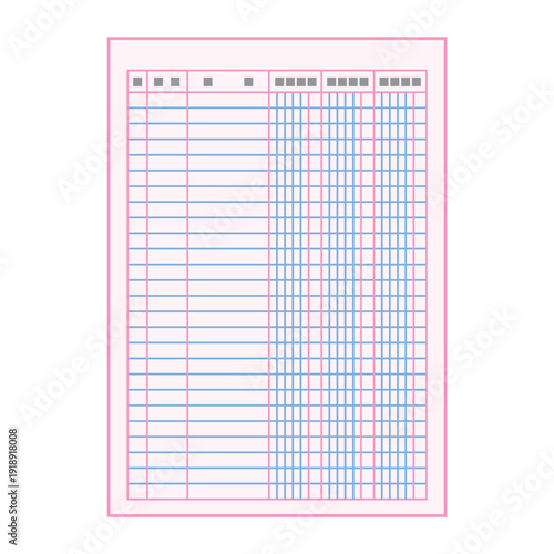 カラー罫線の帳簿フォーマットのイメージイラスト