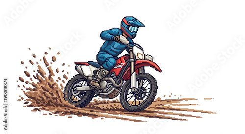 Motocross Rider Speeding Dirt Bike Action.