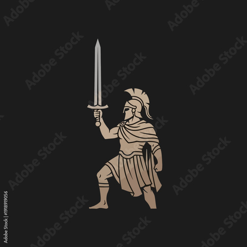 Ancient warrior with sword, Greek mythology, Spartan soldier, hero, battle ready