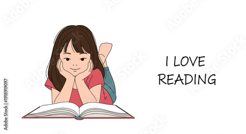 Young girl lies comfortably on the floor while engrossed in a book showing her passion for reading and educational activities at home.