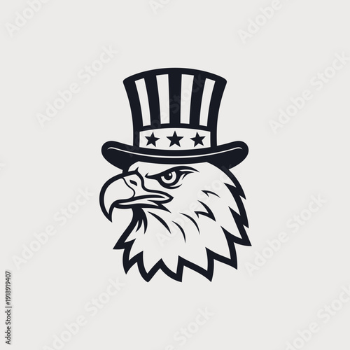 American Eagle Wearing Uncle Sam Hat, Patriotic Symbol, Independence Day