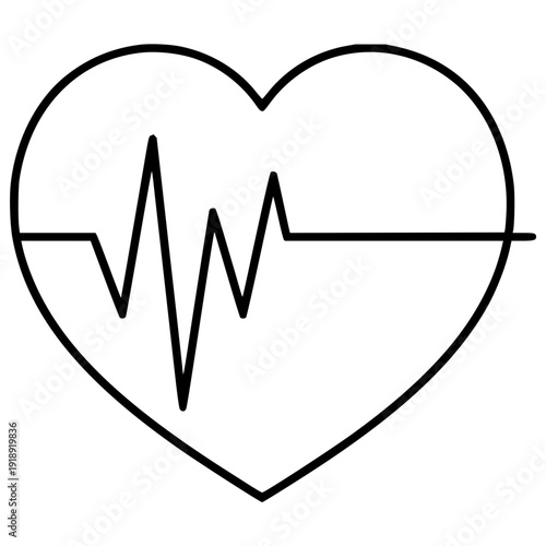 A simple line drawing of a heart with a cardiogram or heartbeat line inside, representing health and life signals