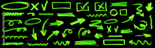 Creative underline and arrow bring focus, highlight and marker create mood. underline and arrow surround circle on paper, line, shape, pen with bold highlight and marker.