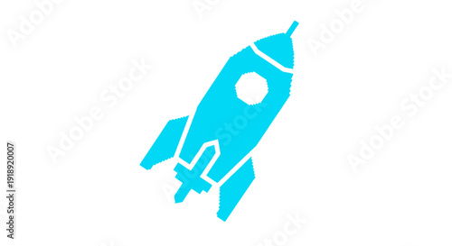 Blue Rocket Silhouette Ready for Launch.